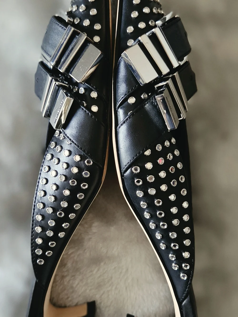 MICHAEL Michael Kors Studded Buckle Mules Black US 8